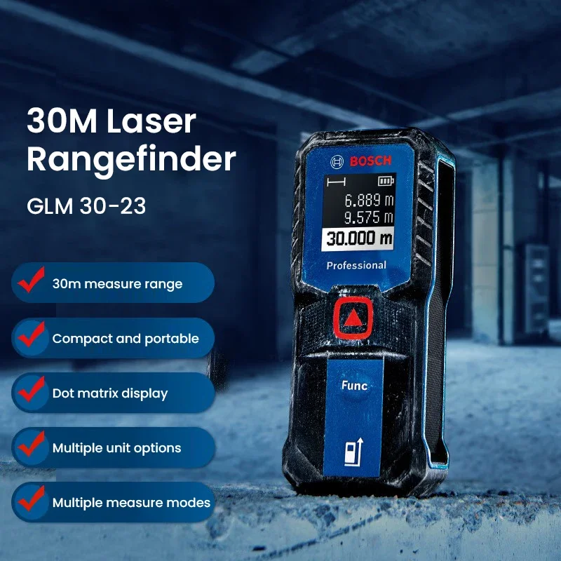 BOSCH GLM 30-23 Red Laser Distance Meter 30m +-1.5mm IP54 Compact 2 Buttons ISO Certified