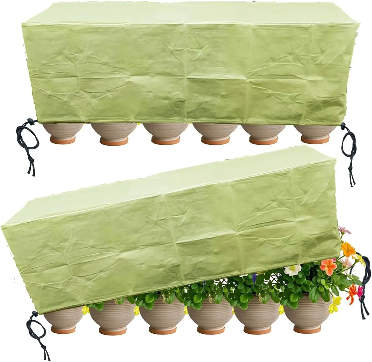 

Комплект из 2-х зимних укрытий для растений (150x45x40 см), защитные покрытия от заморозков для уличных растений и приподнятых грядок