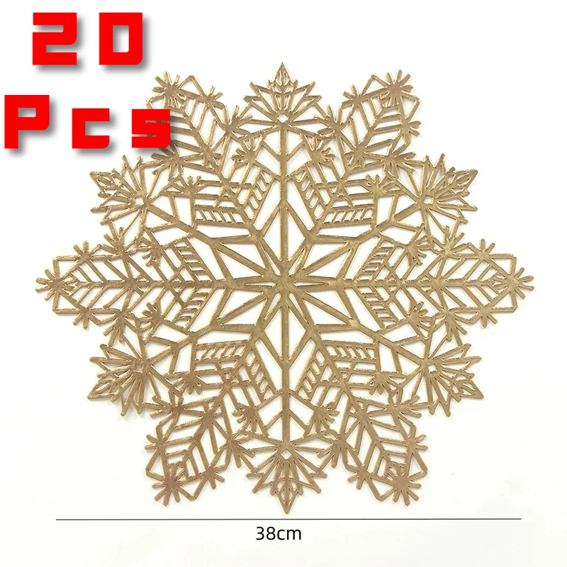 

Коврик, рождественские украшения, 20 шт., Рождественские салфетки, настольная дорожка, столовая посуда в форме снежинки, столовая посуда, сохраняющая тепло