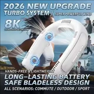 2026 New Upgrade Neckband Semiconductor Cooling Fan, USB Rechargeable Quiet Cooling Neck Fan with Five Bladeless