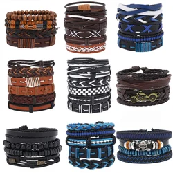 1Set Vintage Leather Braided Bracelets For Men Punk Bible Leather Bangle Male Wristband Wrap Women Jewelry