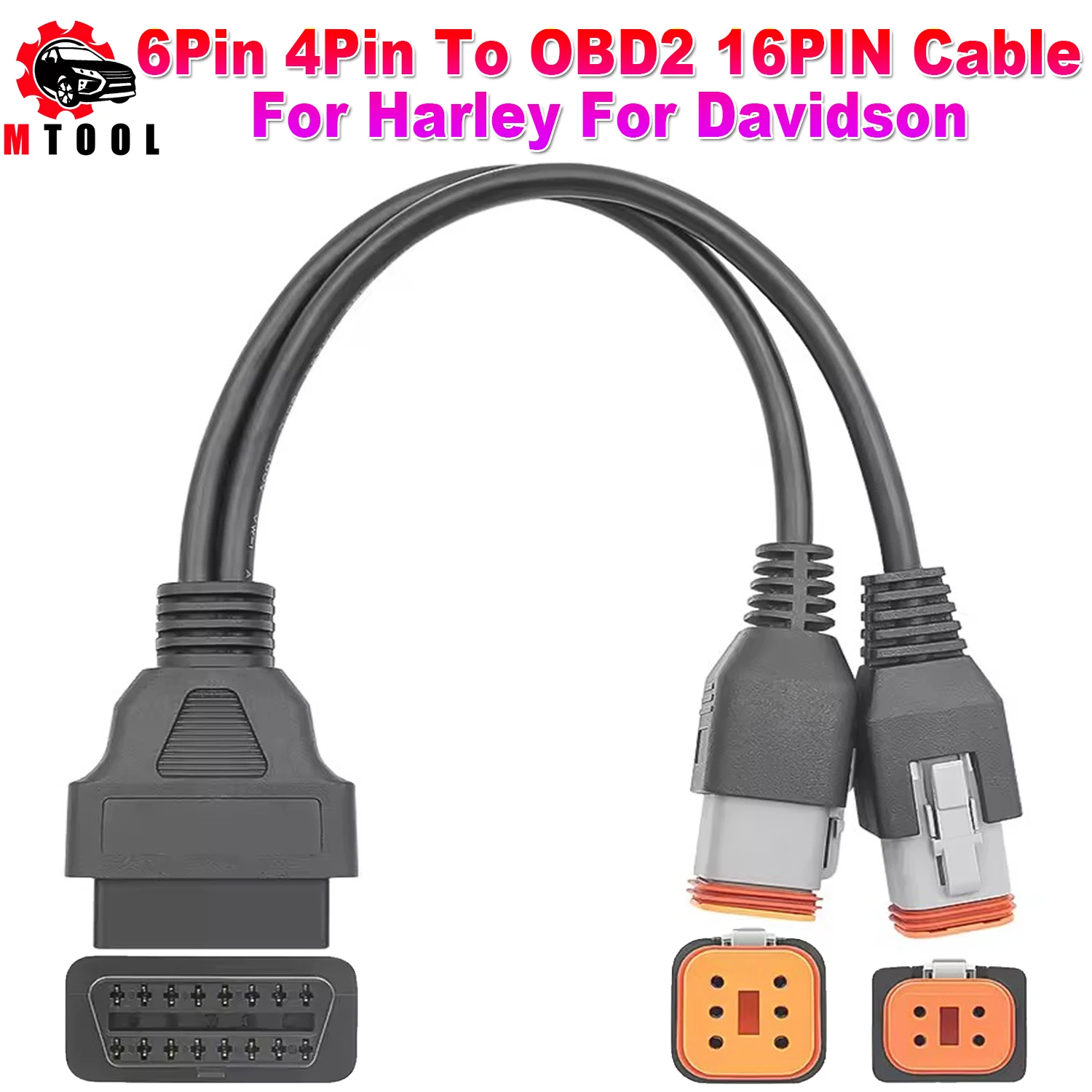 For Harley For Davidson 6Pin 4Pin To OBD2 16PIN Motorcycle ELM327 OBD 2 Diagnostic Scanner Adapter Tool Two-in-one Extension