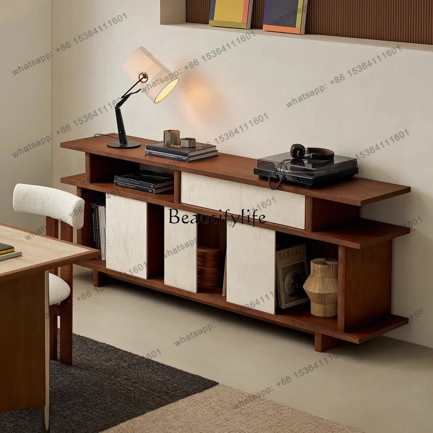 

56Chinese ancient style storage French retro living room storage decorative tea display cabinet