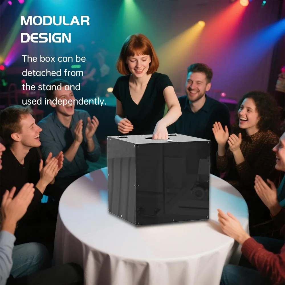 صندوق سحب قابل للقفل من الأكريليك الأسود مع حامل - صندوق تجميع التبرع الكبير مع فتحة للتصويت والرسومات ومرفف الصمامات والإخراج #3