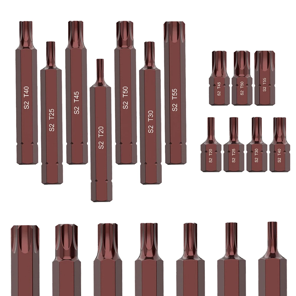 Torx Star Bit Set – 30mm/75mm Hex Shank, T20-T55, 7-Piece With Magnetic Feature, Alloy Steel