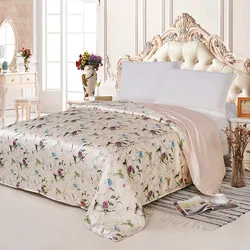 Silk Duvet Cover 1pc 100% Mulberry Silk Printed Floral Colors Multicolor Twin Full Queen King Cal.King other size ls170902