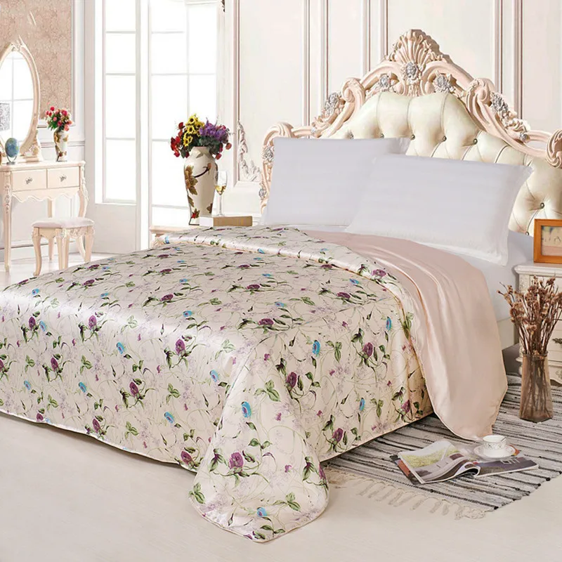 Silk Duvet Cover 1pc 100% Mulberry Silk Printed Floral Colors Multicolor Twin Full Queen King Cal.King other size ls170902