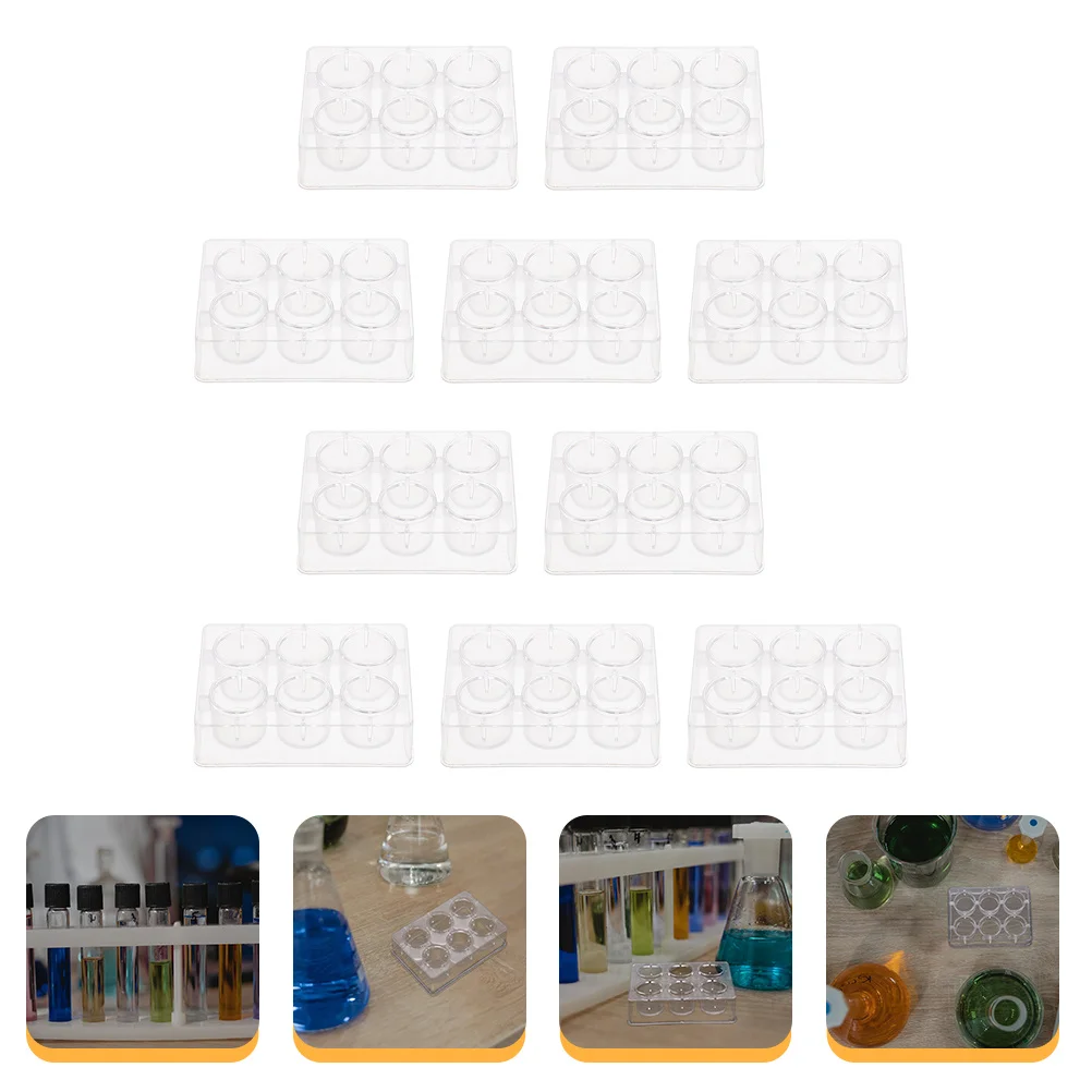 

10pcs Well Plate 6 Hole Plastic Reaction Plate Chemical Experiment Clear Labs Reaction Board Multi-Hole Design Durable