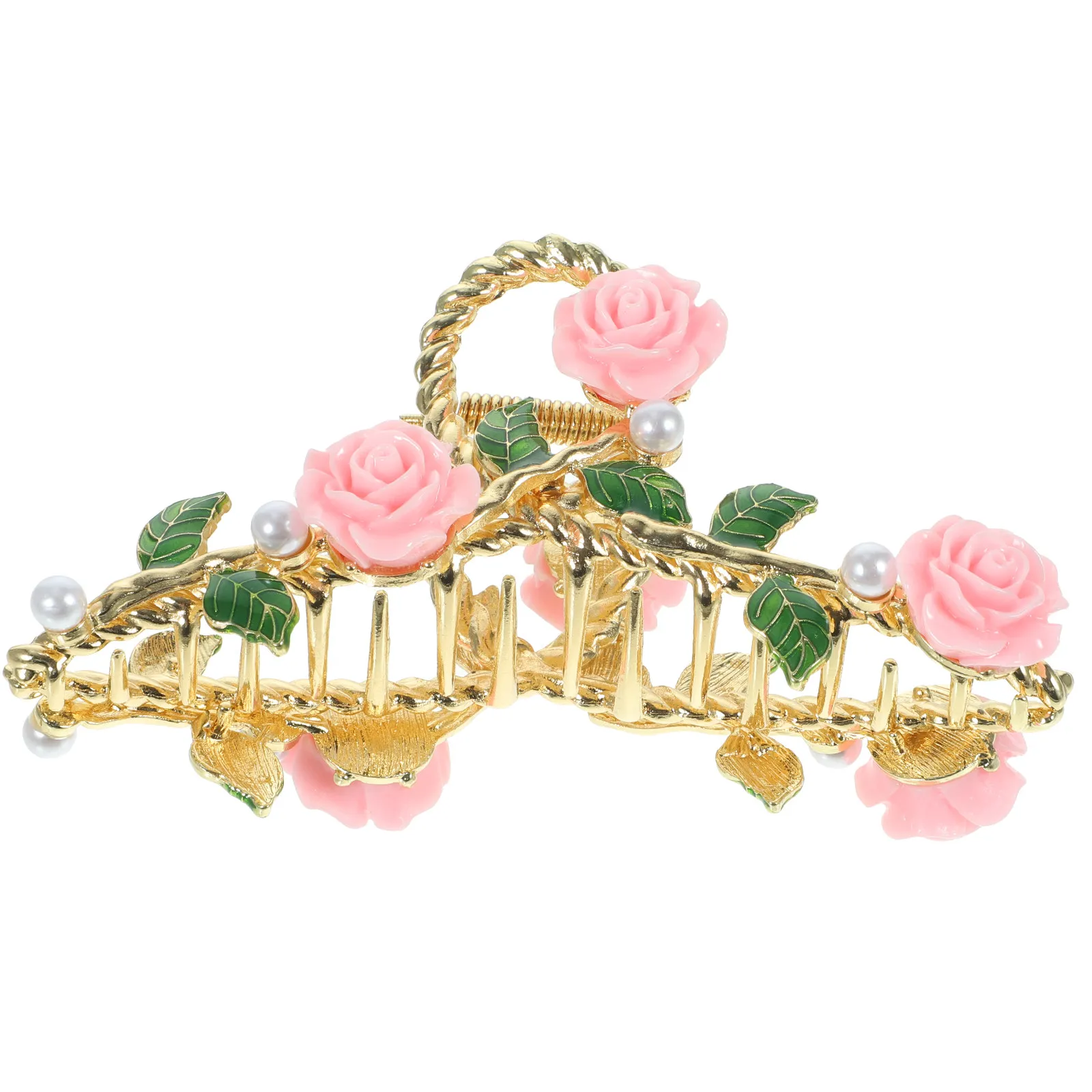 Rose Flower Hair Clamp for Women – Large Alloy Claw Clip, Secure Hold for Daily, Party & Wedding Styling