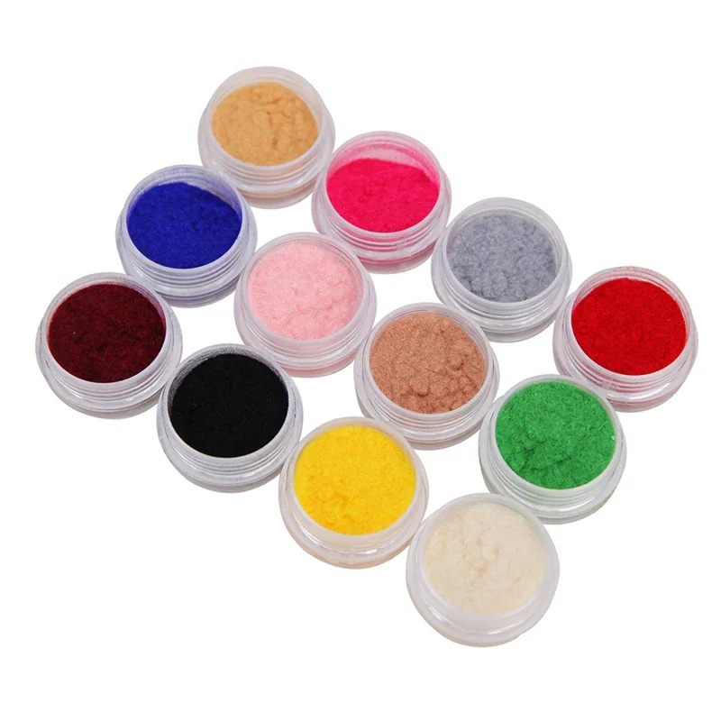 12 Color/Set Velvet Nail Glitter Polish Nail Art Powder Pigment Flocking Velvet Pigment For Nails DIY Decoration Tips