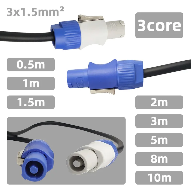 

Waterproof 3-Core Plug 3x1.5mm² Power Cable for Stage Audio Lighting Equipment Beam Light LED Display Screen