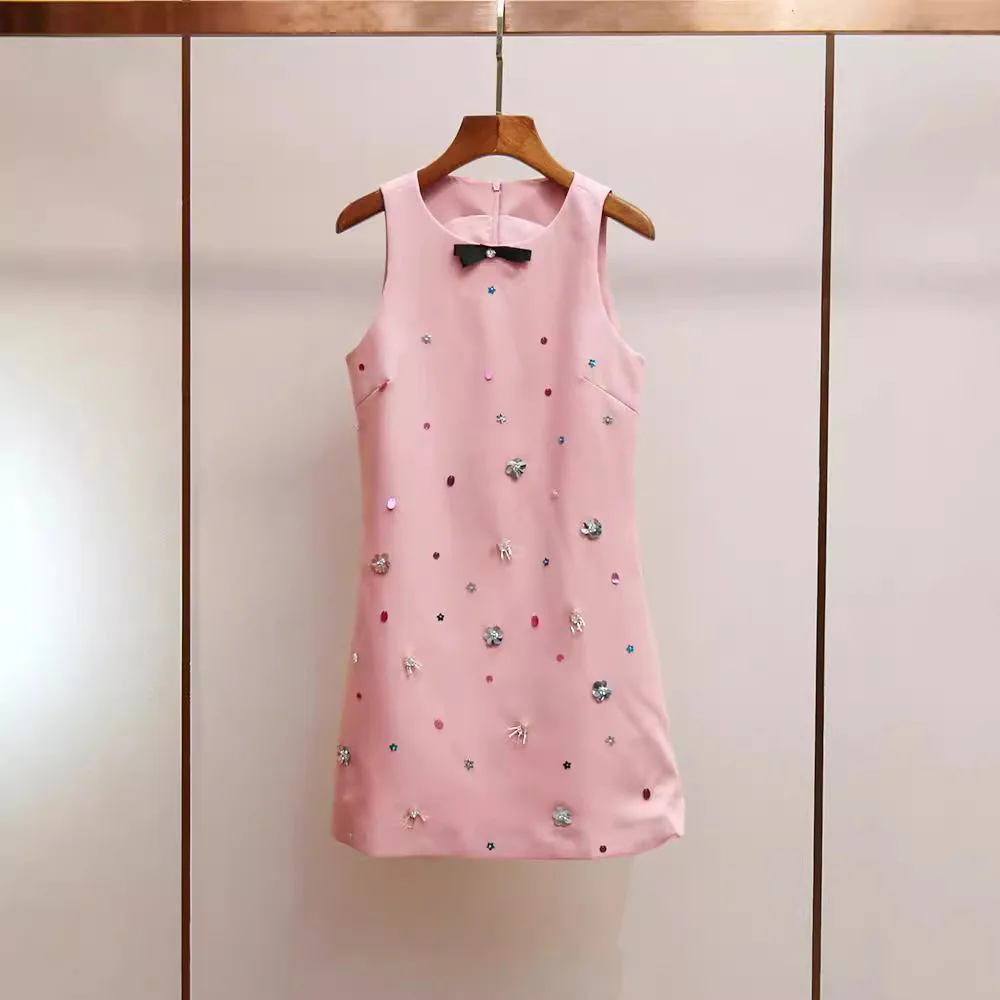 

Новинка лета: Нежное и мягкое женское платье MaSande с пайетками, круглым вырезом, свободного кроя, для повседневной носки, А-силуэт.