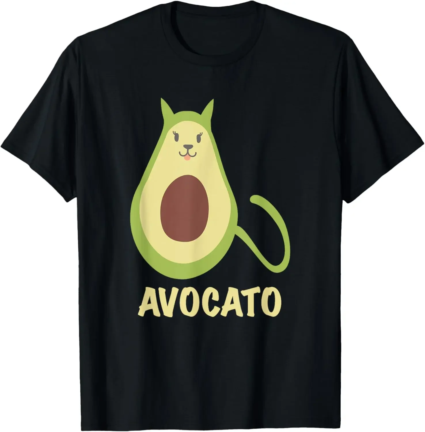 

Avocato Cat Avocado Pun Graphic Tee Soft Cotton T-Shirt for Men Women