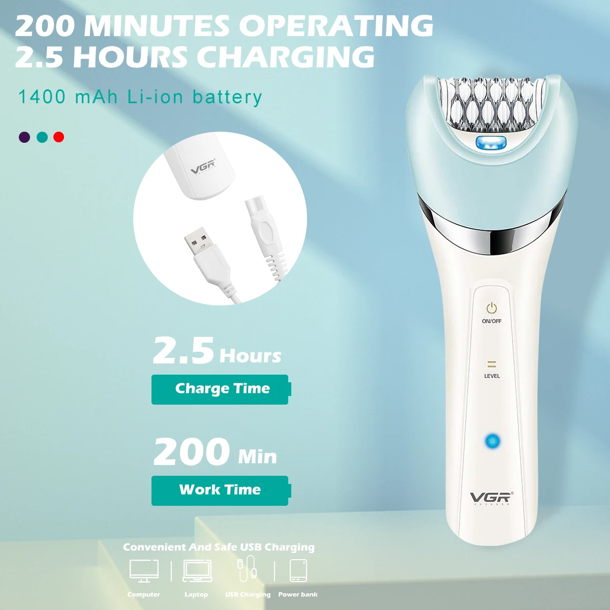 VGR-depiladora eléctrica para mujer, afeitadora femenina para piernas, depilación coVGR Electric Women Epilator Female Shaver Leg，Boporal, labio, afeitadora de Bikini para mujer, utensilio para eliminar el vello Facial