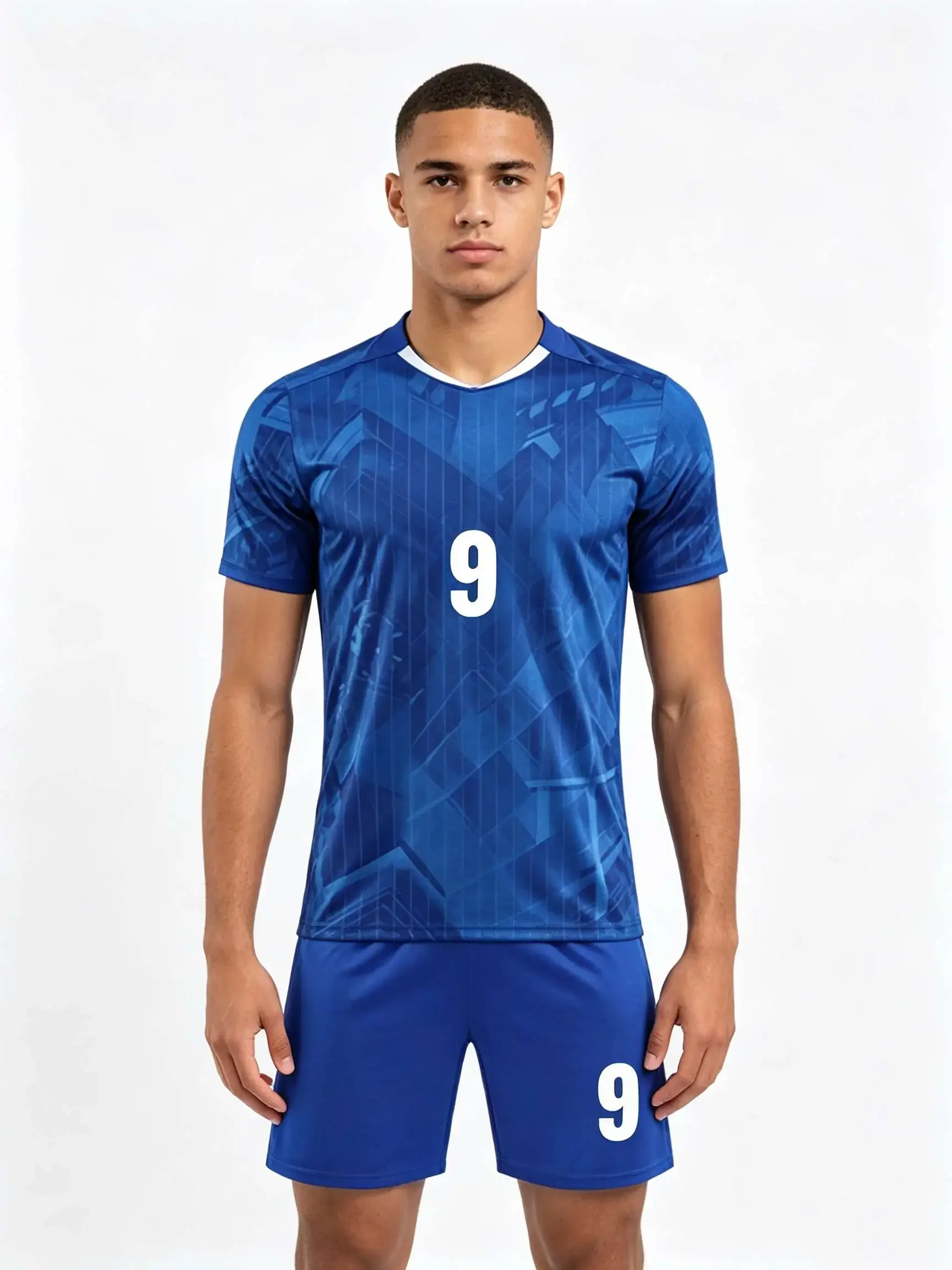 26/27 Unisex Blank Soccer 2‑Piece Set, Kids Adults Parent‑Child Kit, Custom No.1 7 8 9 10 for School Outdoor dark blue  Sports