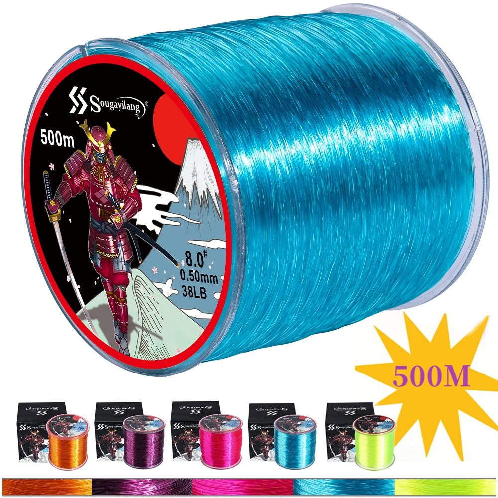 Sougayilang 500 m Monofilament-Nylon-Angelschnur, glatt, langlebig, Null-Wasser-Absorptionsdraht für das Angeln im Süßwasser und Salzwasser