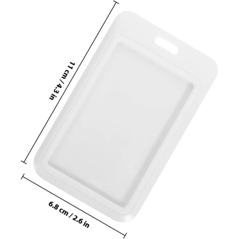 8pcs Sliding Id Card Holder Badge Cover Vertical Name Badge Protector Sleeve Hard White Card Sleeves for Office and Work Use