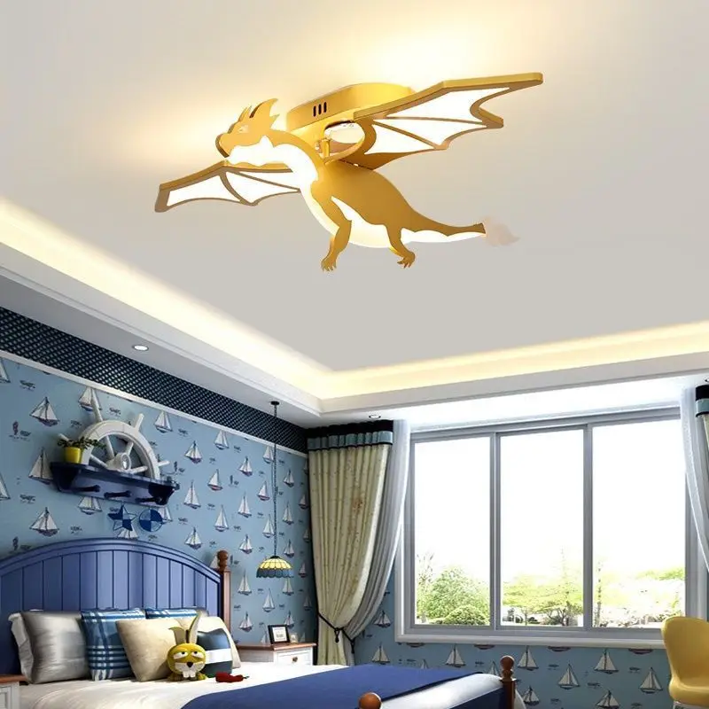 Modern Ceiling Chandelier Golden Dragon LED Lights Children Creative Bedroom Lamp Study Restaurant Room Decoration Ceiling Light