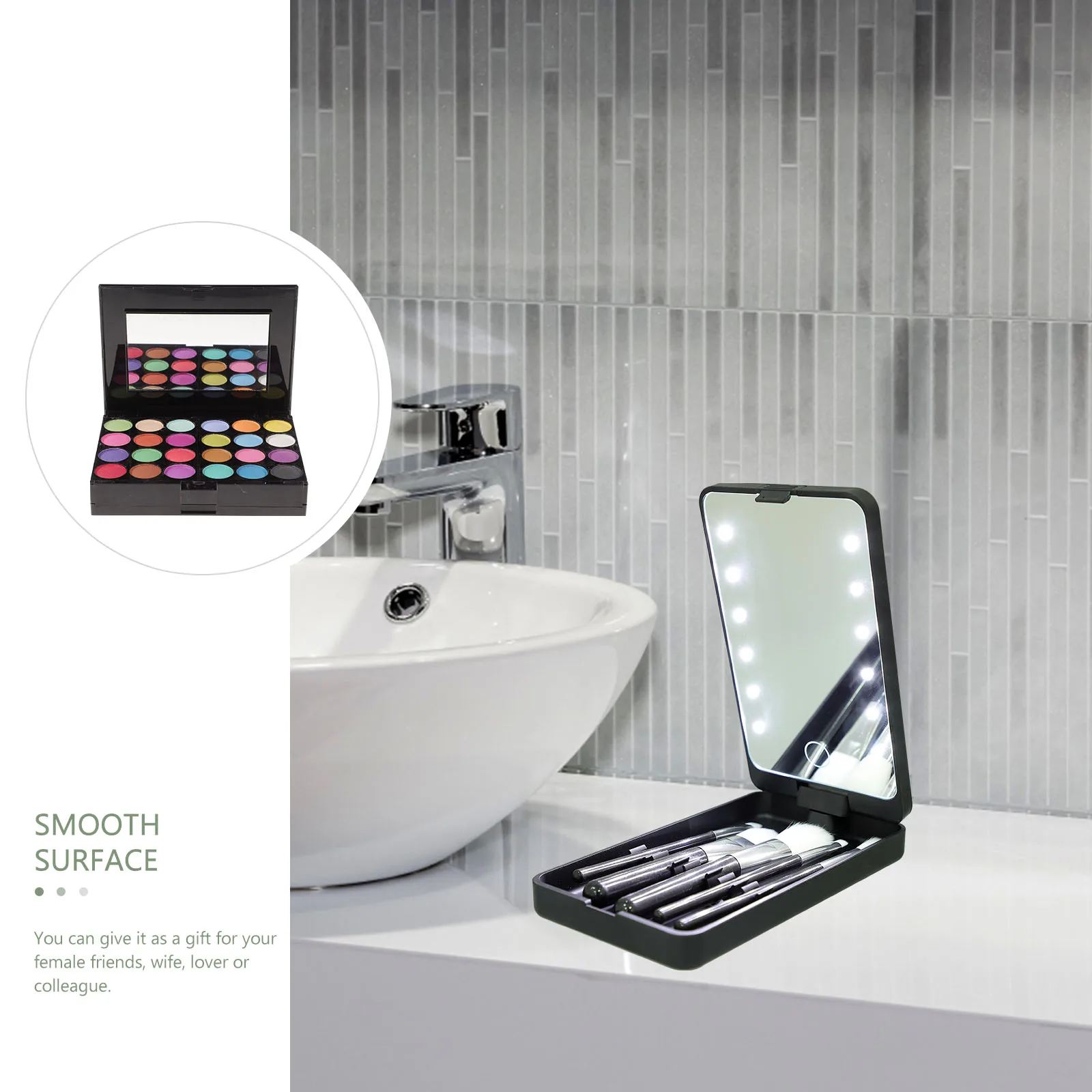 Custodia porta ciglia illuminata a 5 livelli con scatola a specchio a LED Contenitore per trucco di bellezza in plastica leggera e durevole per falsi