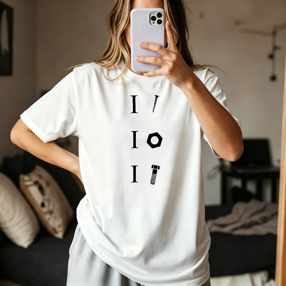 Screw Nut Bolt Graphic Printed Car Mechanic Gift T-Shirt Casual Fashion Loose Harajuku Short Sleeve Summer Man Women Clothing