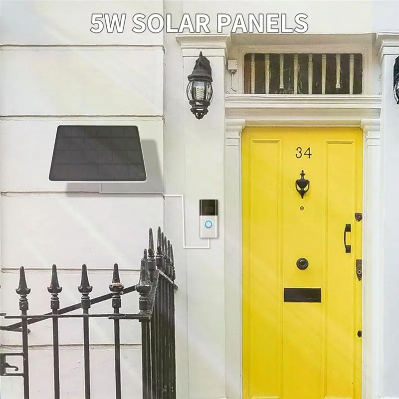 AT29-Solar Panel For Ring Doorbell 5W Solar For Ring Doorbell 3/3+/4, Plus Video Doorbell With Adjustable Wall Mount