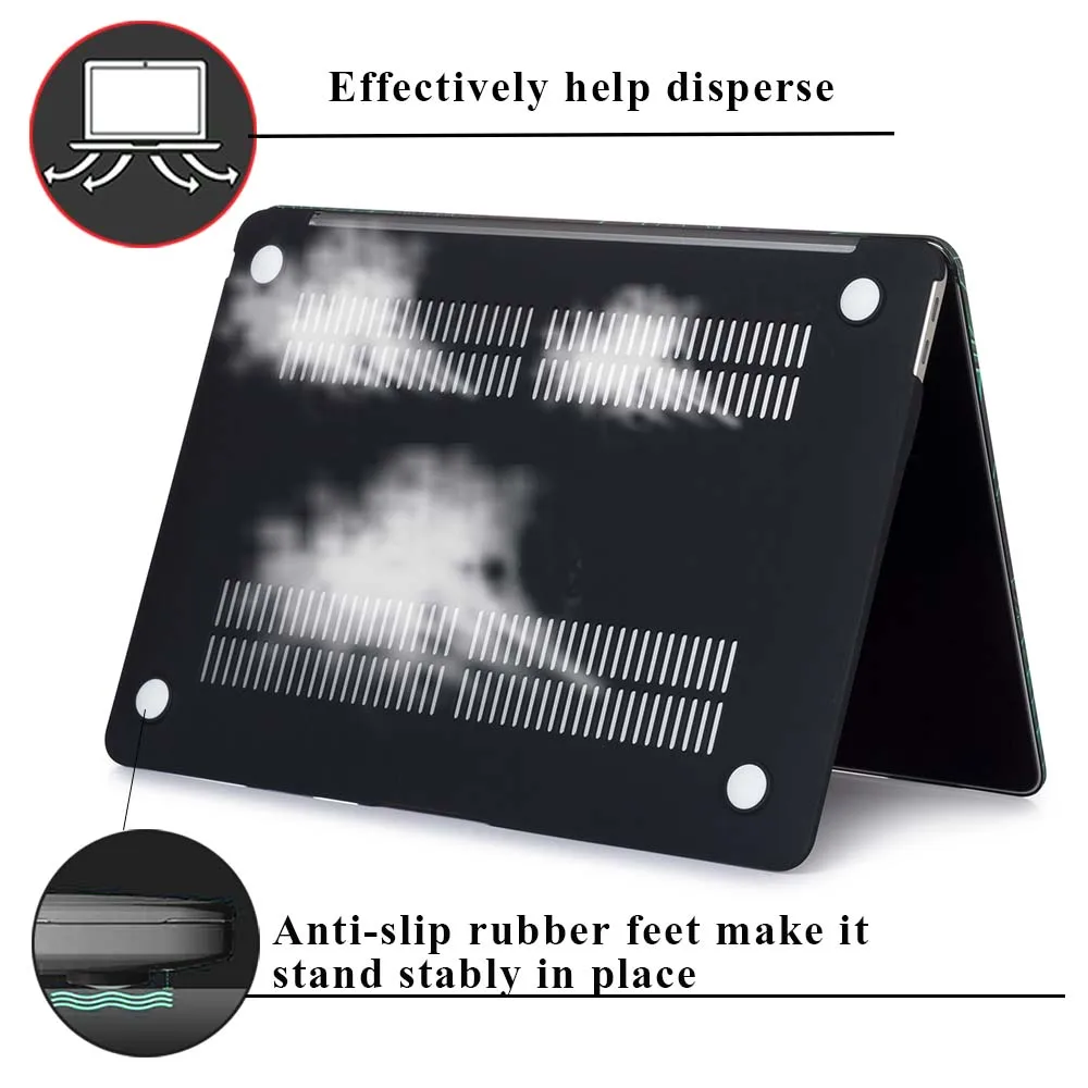 For Apple MacBook Air Pro Retina 11 12 13 15 Inch Laptop Case + Keyboard Cover + Laptop Bag with Solid Color, Patterns Series