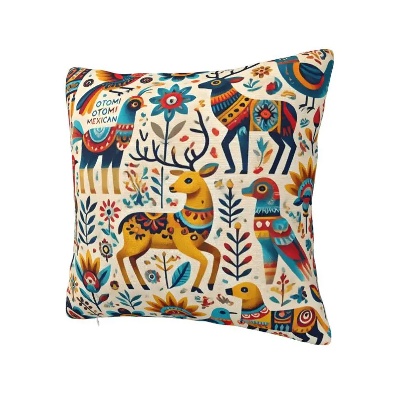 Otomi Mexican Animal Art Throw Pillow Case 40*40cm Decorative Cushion Cover Soft Polyester Pillowcase Double-sided Printing