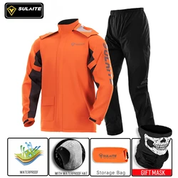 SULAITE-Motocicleta Rainsuit, casaco impermeável, calças, reflexivo, Windproof Cap, chapéu, bolso, sapatos tampa, Split