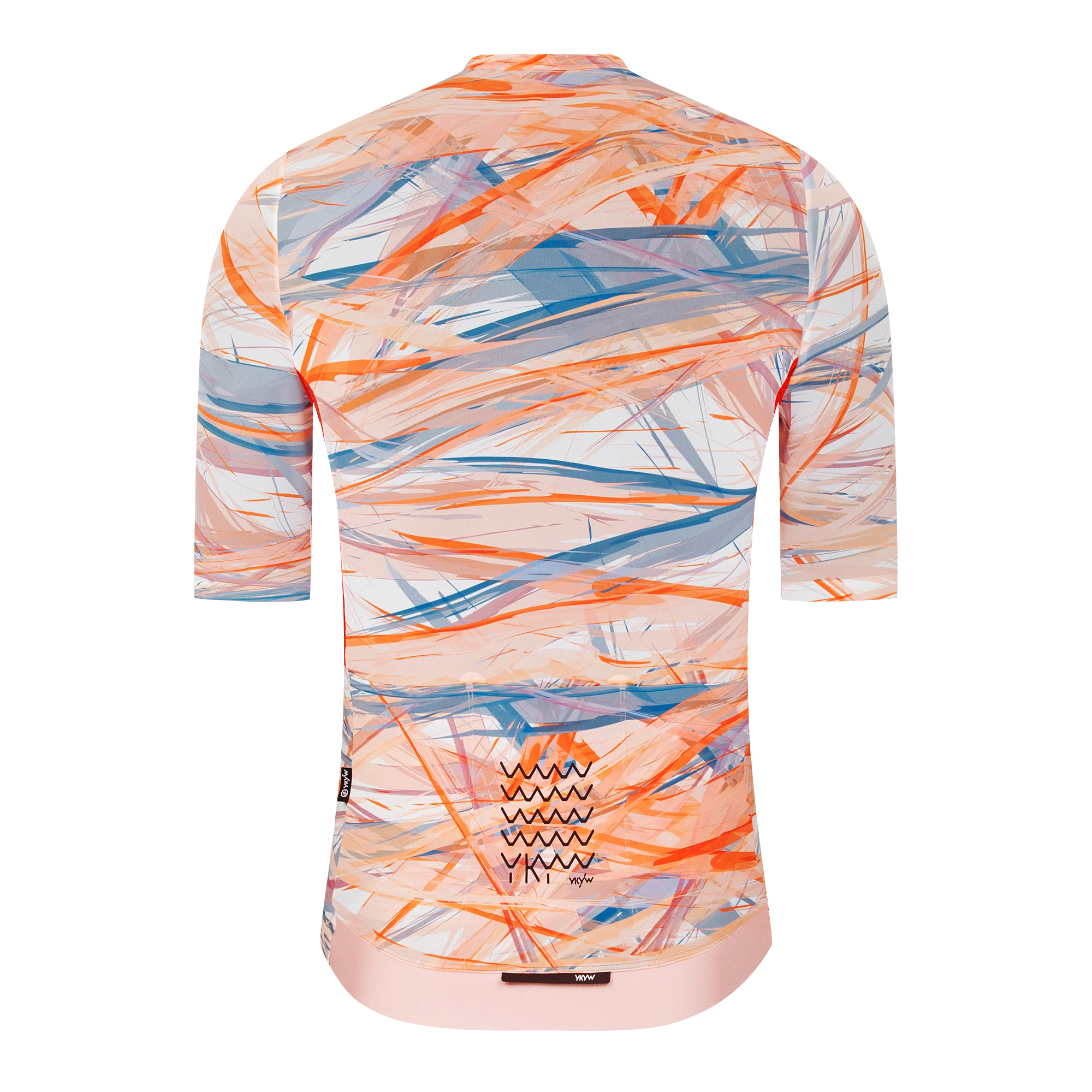 YKYW Herren-Radtrikot, kragenlos, weich, leicht, für Rennräder, atmungsaktiv, Sommer, kurzärmelig, nahtlos, schmal geschnitten – Detail 17