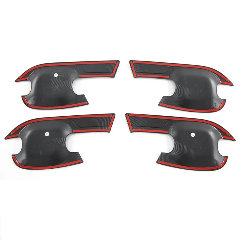 4Pcs Car Outer Door Handle Bowl Trim Cover For ISUZU D-MAX 2019-2023 Door Bowl Decor Sticker Exterior Accessories Carbon