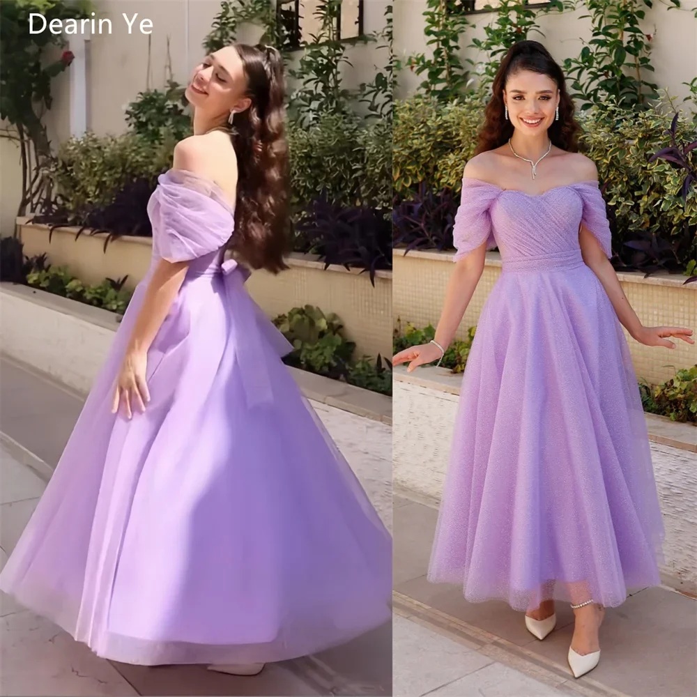 

Customized Formal Gown Dearin Off-the-shoulder A-line Ankle Length Skirts Layered Draped Bespoke Occasion Dresses Prom Evening