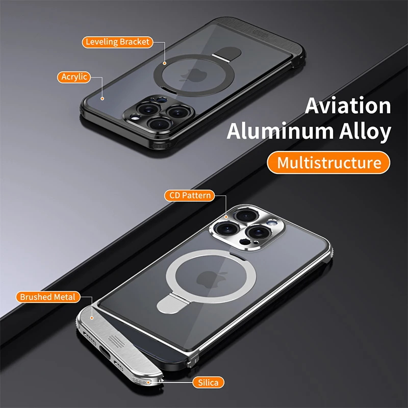 New Luxury Aluminum Alloy Metal Aromatherapy Case For iPhone 15 14 13 12 Pro Max With Invisible Bracket Protective Phone Cover