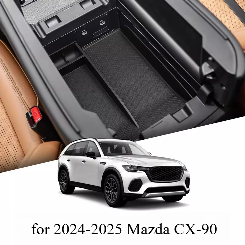 Perfect Fit Armrest Storage Organizer Box for 2024-2025 Mazda CX-90 - Interior Tray & Modification Accessory