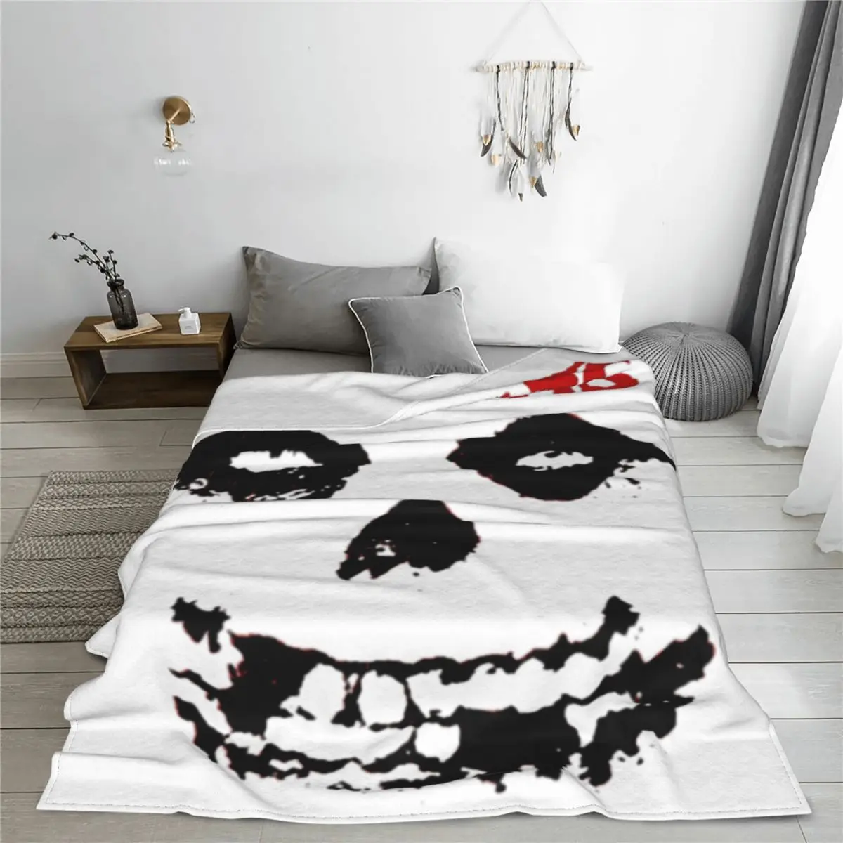 Misfits Skull Blanket Coral Fleece Plush Decoration Punk Rock Band Relax Thin Throw Blankets for Home Outdoor Plush Thin Quilt