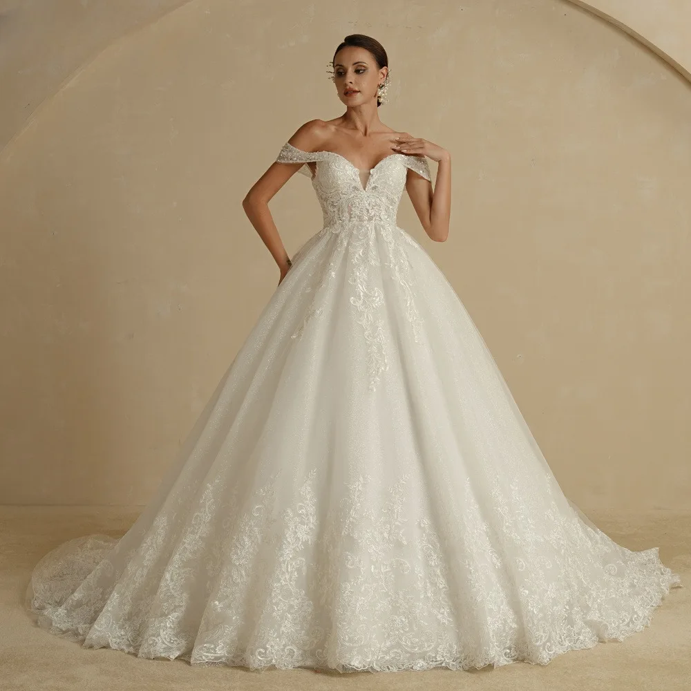 Luxury Wedding Dresses Woman's Appliques Sleeveless A Line Bride Gowns Formal Elegant Vestidos De Noche