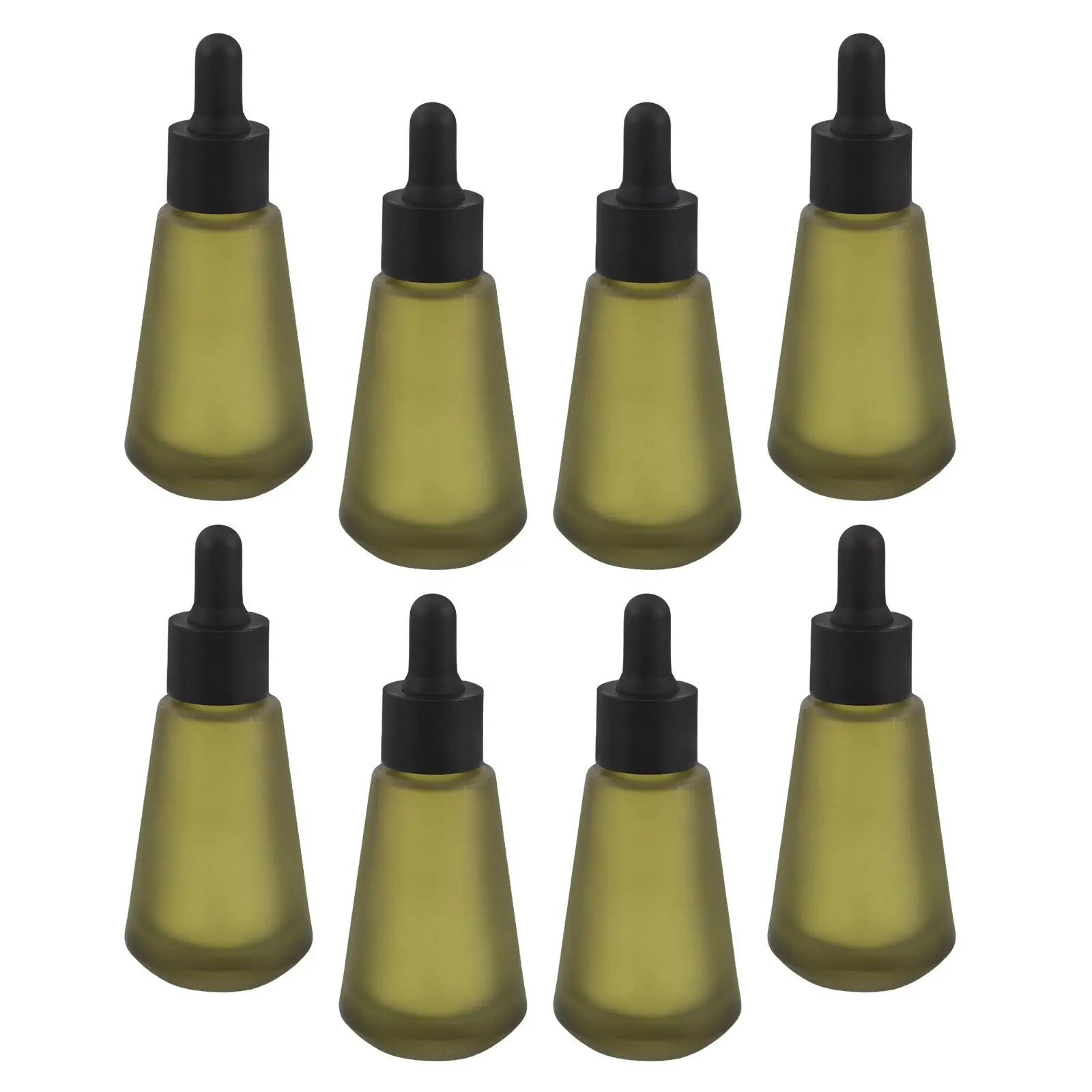 8Pcs Essential Oil Dropper Bottles Green Glass 30Ml Refillable Conical Travel Sample Jars Leakproof Aromatherapy Liquid