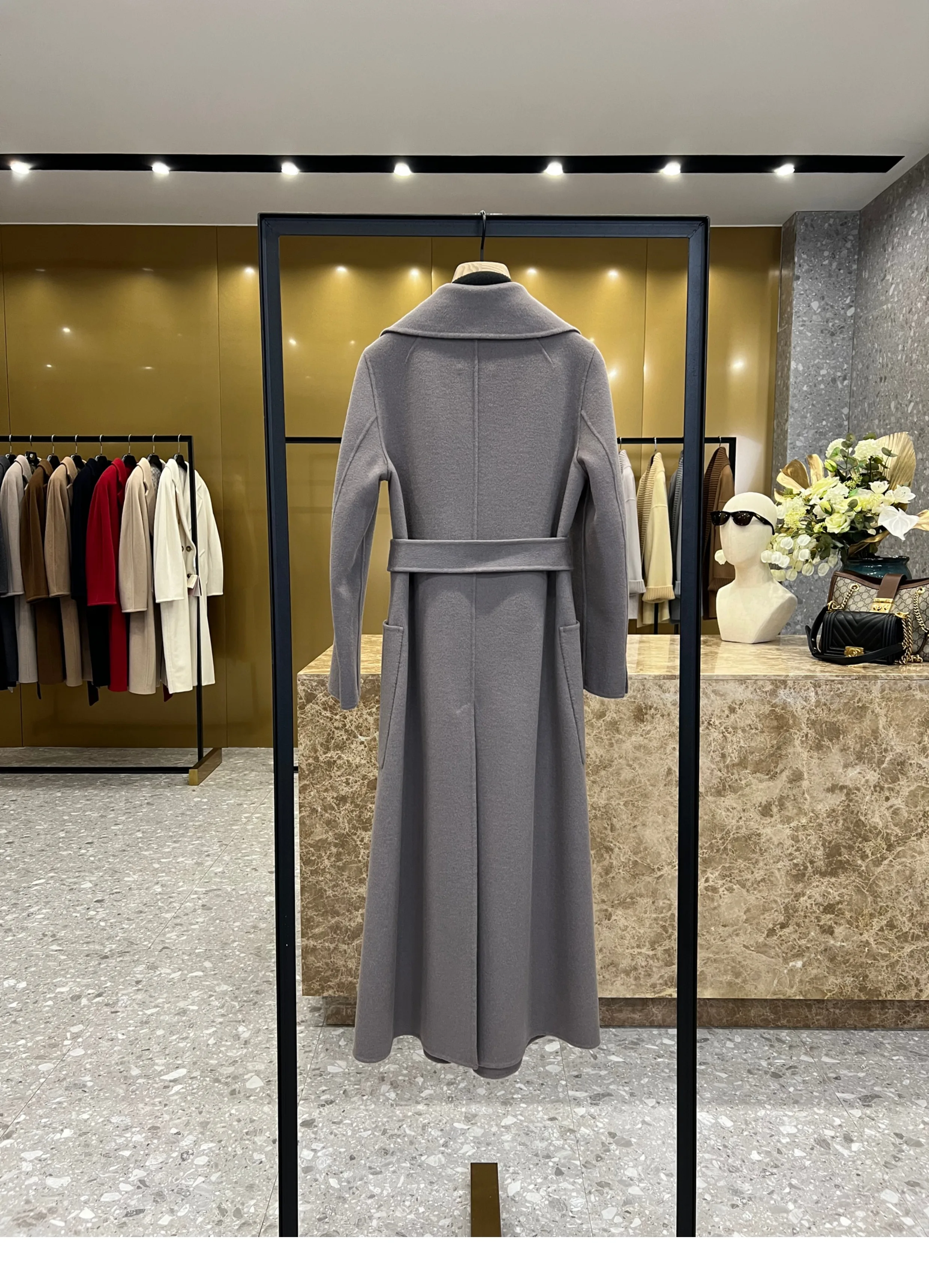 2024 Winter Women's New Double-Sided Slim-Fit Belt Long Wool Coat