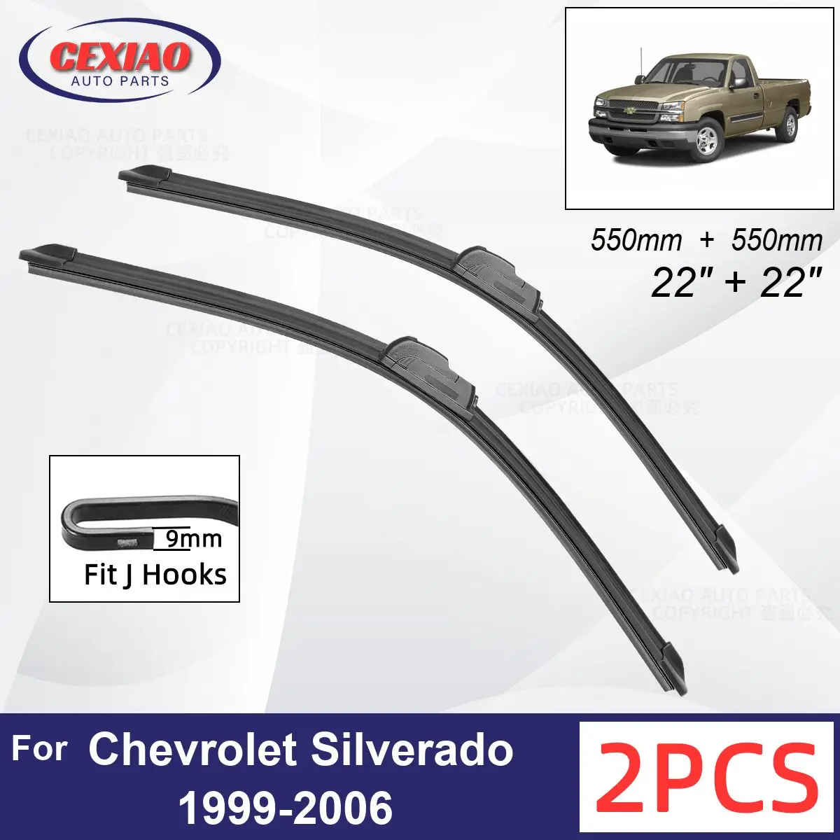 

Car Wiper For Chevrolet Silverado 1999-2006 Front Wiper Blades Soft Rubber Windscreen Wipers Auto Windshield 22"+22"