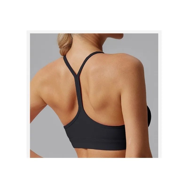 Sporty Women's Sports Bra Fitness Top with Thin Straps, Shockproof, Quick-dry Yoga Wear, Racerback Bra Vest Bouncy Steady Comfy