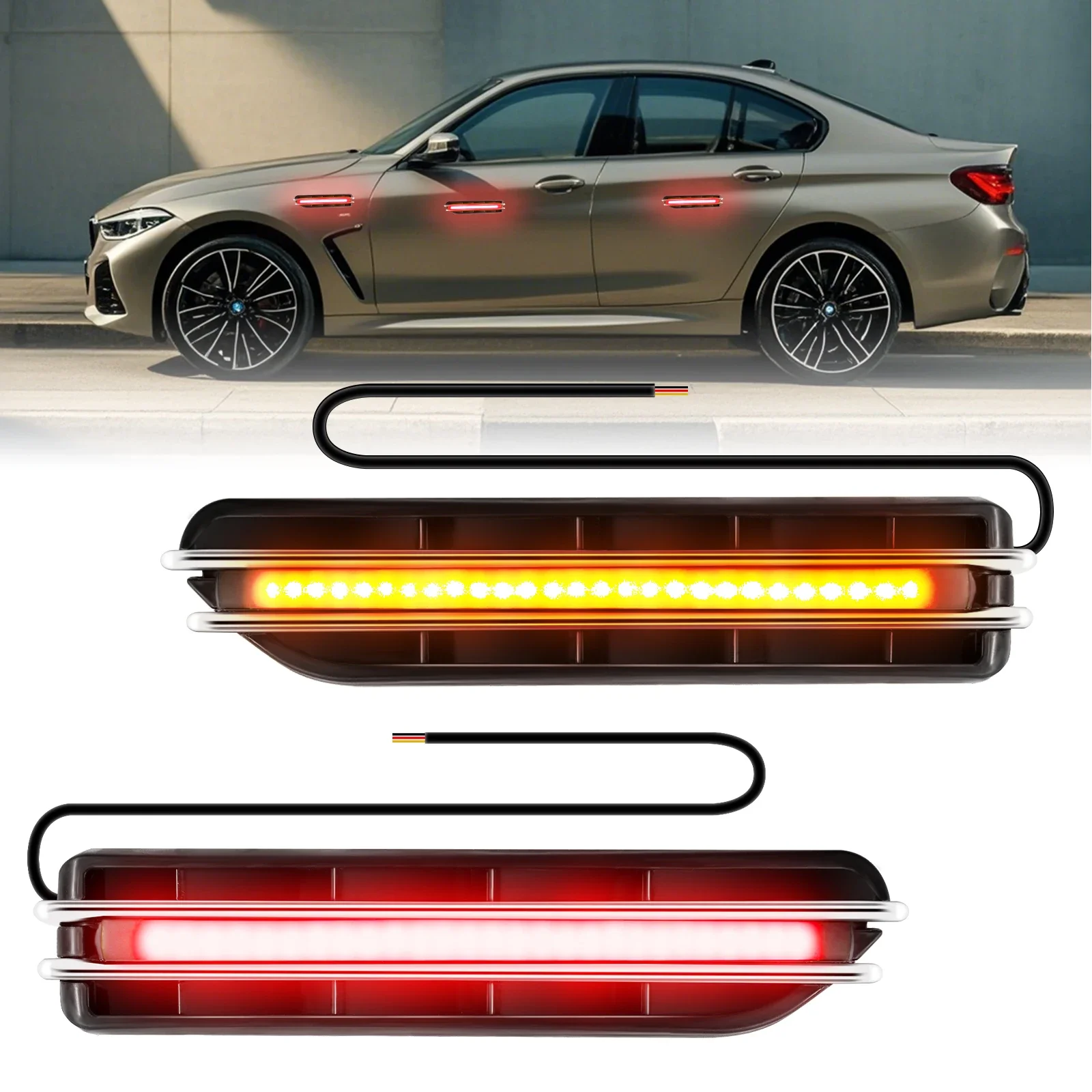 

2PCS 27LED strobe lights Beacon Light Brake Sequential Indicator Universal Lamps DRL Turn Signal Lights Daytime Running Light