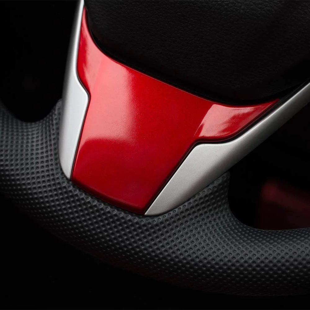 A10E-غطاء عجلة قيادة السيارة لوحة الكسوة الداخلية لـ 10Th Gen Honda Civic 2020 2019 2018 2017 2016 - أحمر