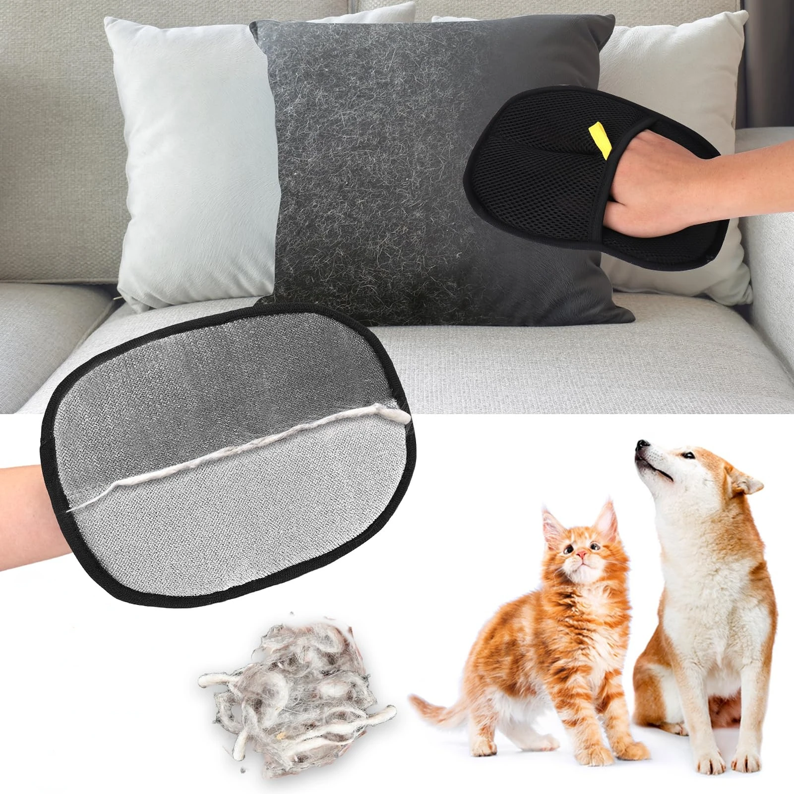 Double-Sided Pet Grooming GlovesCatGrooming Gloves Pet Grooming Gloves for Dogs Bathing Versatile Grooming Gloves for Washi