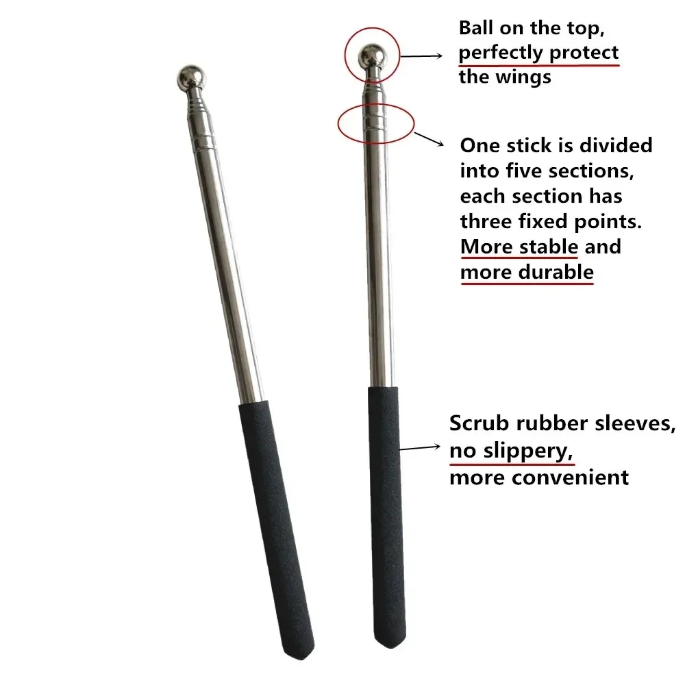 Telescopic Handheld Teachers Pointer Kindergarten Stainless Steel Reading Stick Belly Dance Wings Sticks Portable Pole Flag