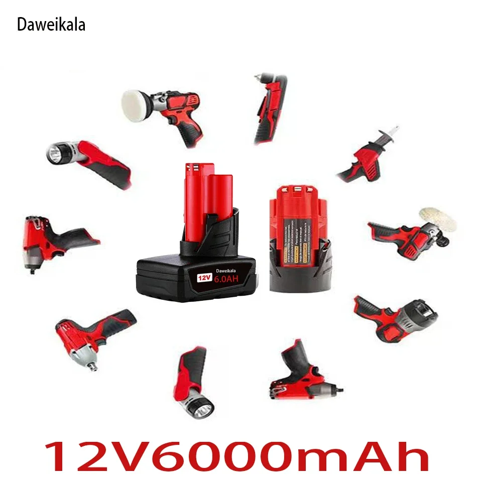 TURPOW 12 فولت 6000 مللي أمبير بطارية قابلة للشحن لميلووكي M12 XC أداة لاسلكية 48-11-2402 48-11-2411 بطارية 48-11-2401 MIL-12A-L #6