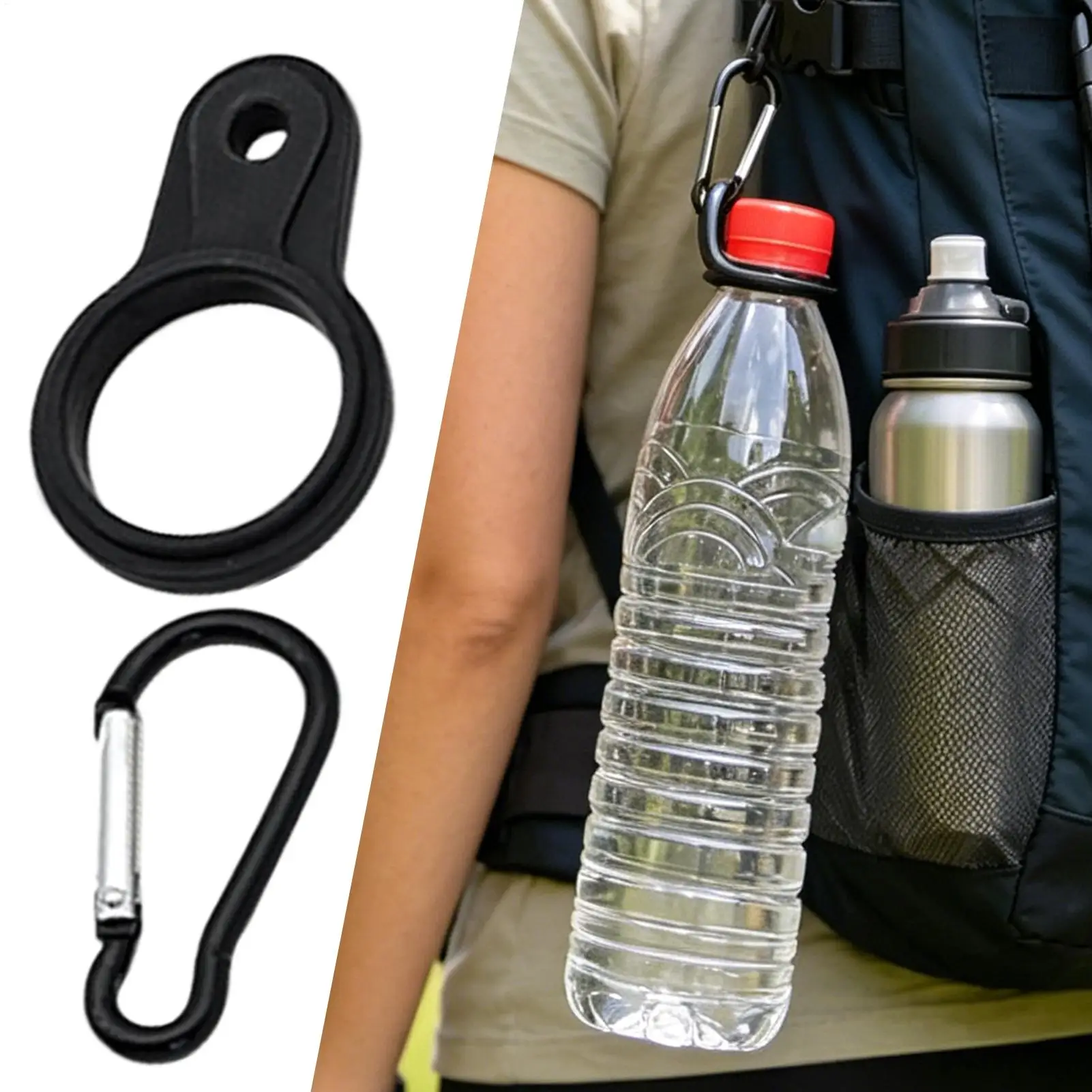 Water Bottle Clip For Backpack Portable Non-Slip Secure Carabiner Water Bottle Holder Hook Carrier For Outdoor Hiking Cycling