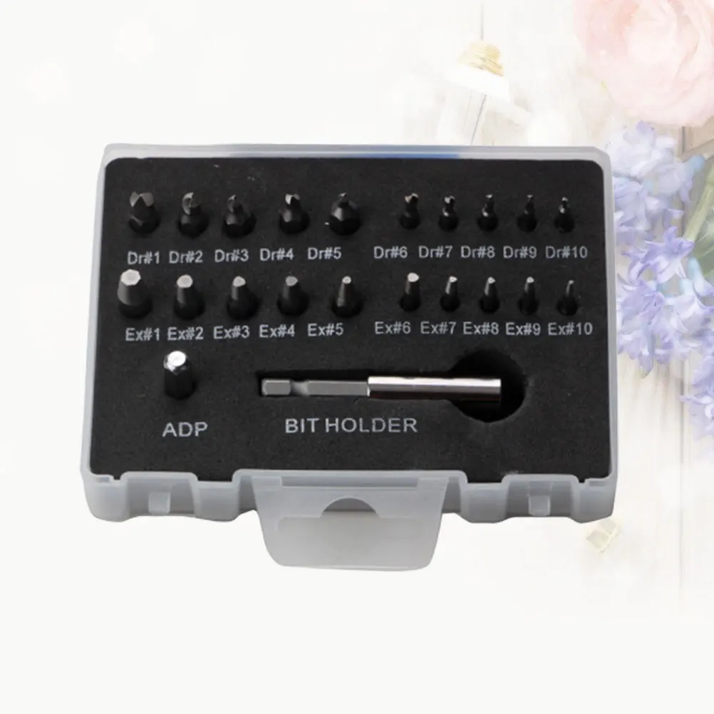 

22pcs Broken Nut Extractor Set Double-End Damaged Bolt Remover For Stripped Rusted Nuts High Hardness Steel Alloy Tool Hand