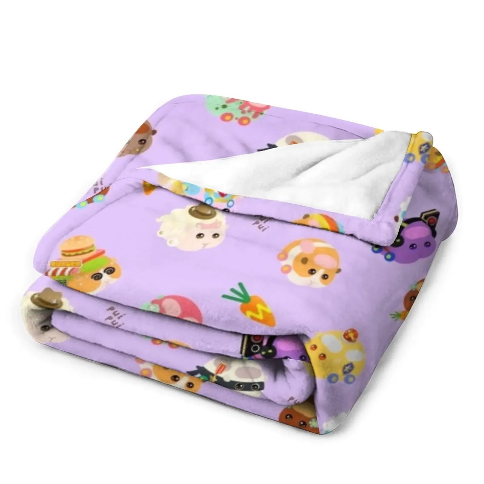 Pui Pui Molcar Assorted Characters Toss Design - Purple Throw Blanket Comforter Blanket Thermal Blanket