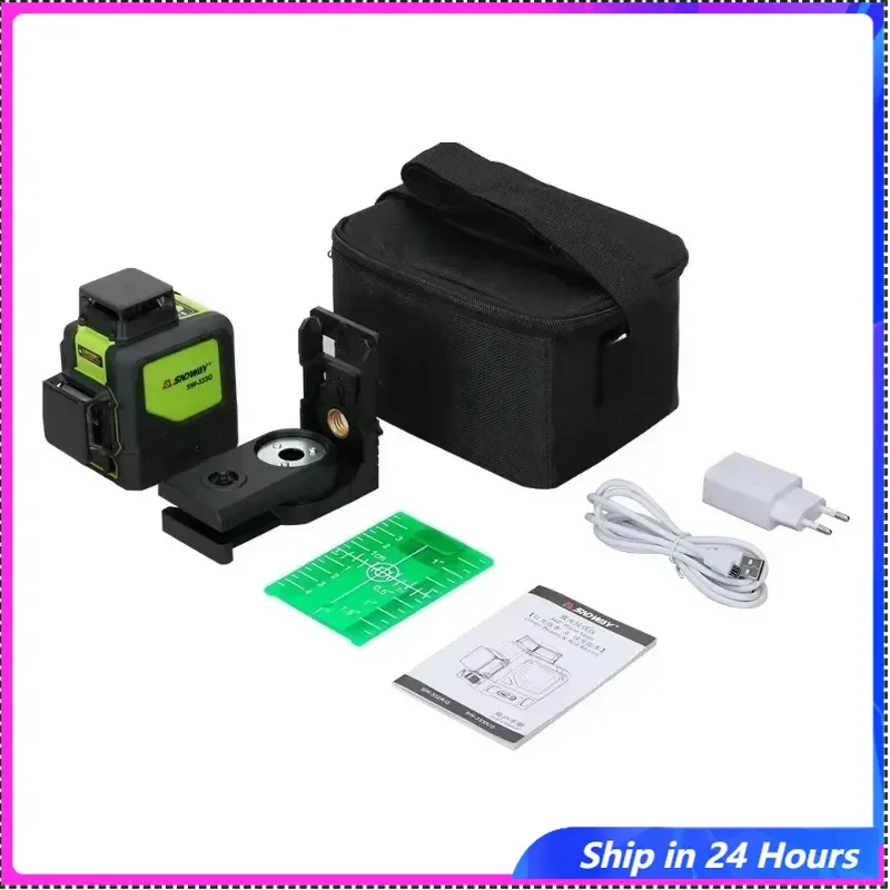 

SNDWAY Laser Level 12 Lines Vertical Horizontal High Precision Automatic Self Leveling 360 Degree Rotary Cross Green Beam Nivel