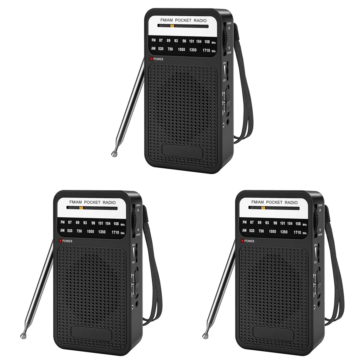 

3X AM FM Pocket Radio, Transistor Radio with Loudspeaker, Headphone Jack, Portable Radio for Indoor, Outdoor Use