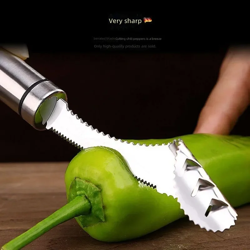 for Pepper Seed Remover Household Core Removal Tool Bitter Melon Heart Digger Green Pepper Seed Extractor New Stainless Steel